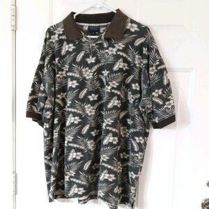 American Khakis Men's XL Floral Hawaiian Theme Cotton Polo By Van Heusen